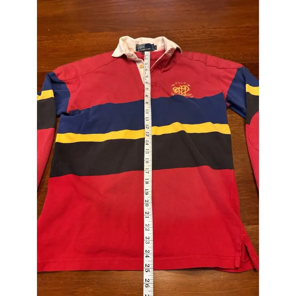 Small Vintage Polo By Ralph Lauren Padded Rugby Shirt Embroidered Crest Repaired